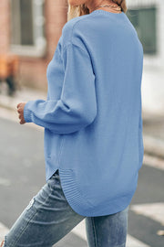 Women's Long Sleeve Crew Neck Waffle Knit Pullover Jumper Sweater