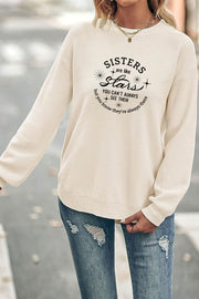 Sisters are like stars' Crew Neck Waffle Pullover Jumper Sweater