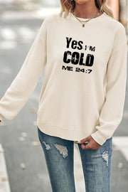 Yes I'm Cold Me 24-7 Funny Crew Neck Waffle Pullover Jumper Sweater