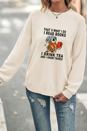 That's What I Do I read Books I Drink Tea And I Know Things' Crew Neck Waffle Pullover Jumper Sweater