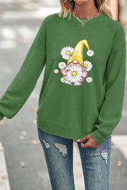 Daisy Gnome Crew Neck Waffle Pullover Jumper Sweater