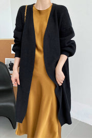 Lazy Over-the-Knee Lantern-Sleeve Knitted Sweater Coat