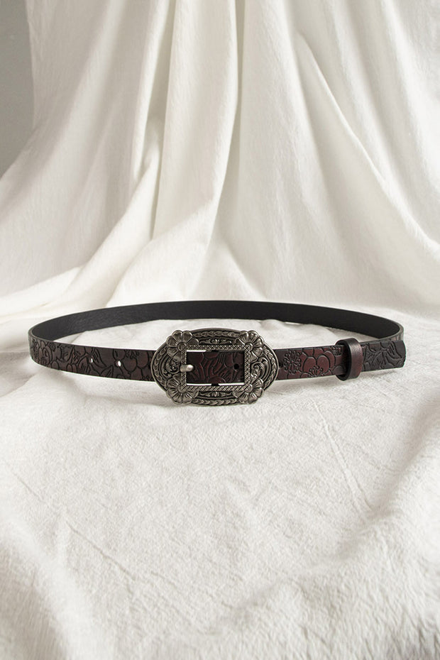 Vintage Embossed Engraved Western Style High-End Fashion Elegant Thin Belt