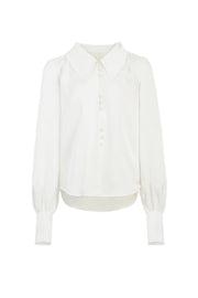 Casual Vintage V-neck Long-sleeve White Shirt