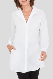 Comfortable Casual Long Sleeve Front Shoulder Shirt-White