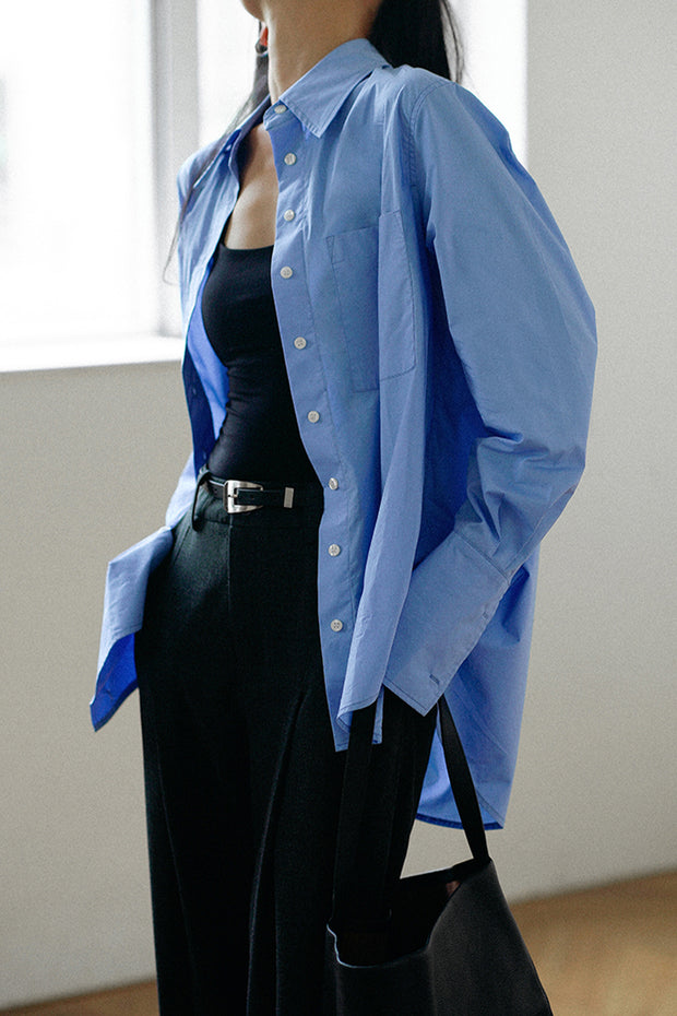 Cotton Point Collar Long Sleeve Shirt