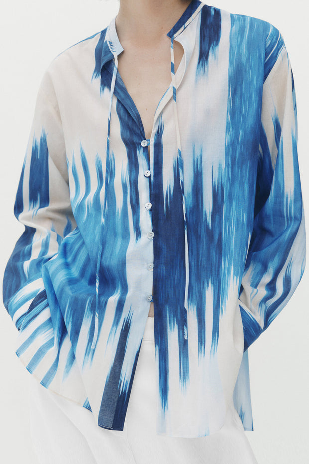 Printed And Knotted Comfortable Long Sleeve Elegant Shirt