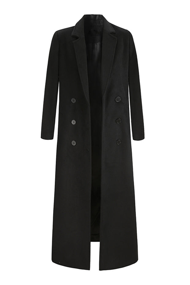 Black Extra Long Blazer Straight Over the Knee Coat