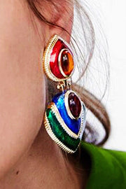 Personality Exaggerated Resin Earrings Fashion Creative Snakeskin Pattern Retro Earrings