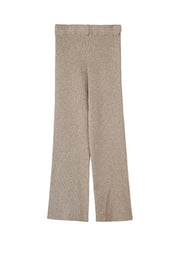 Fashion Casual High Waist Thick Knitted Wide-leg Pants-Apricot
