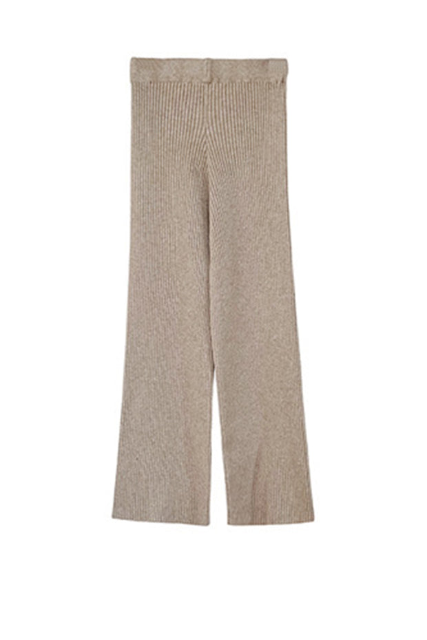 Fashion Casual High Waist Thick Knitted Wide-leg Pants-Apricot