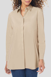 Comfortable Casual Long Sleeve Front Shoulder Shirt-Camel
