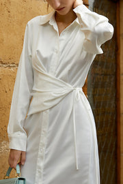Waisted High-quality White Shirt Dress