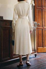 Simple Slim Pleated Shirt Dress
