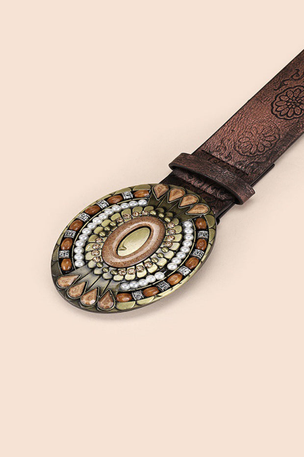 Fashionable Alloy Retro All-Match Wooden Bead Printing National Style Sexy Female Decorative Belt