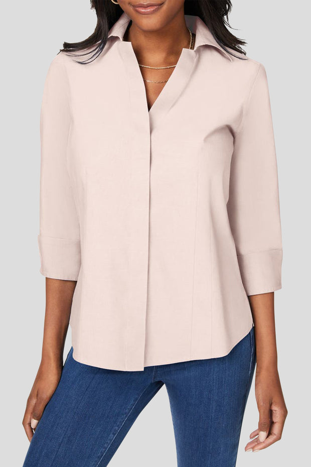 Comfortable Casual Long Sleeve Front Shoulder Shirt-Pink