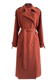 Loose Long Over-the-Knee Trench Coat-Red