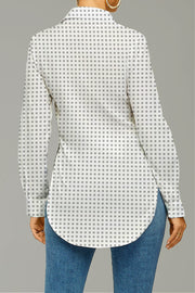 Black Plaid Print Curved Hem Button-up Shirt
