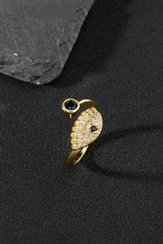 Copper Zircon Enamel Drop Oil Ring Temale Evil Eye Retro Tail Ring Open Ring