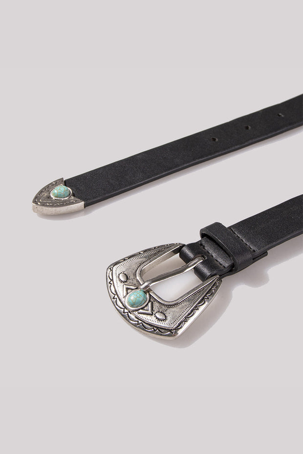 Turquoise Western Buckle Women's All-Match Basic Belt