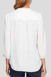 V Neck Long Sleeve Shirt-White