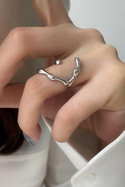 Personality C-Shaped Ring Female Retro Fashion Water Drop Texture Open Ring Hip-Hop Index Finger Ring
