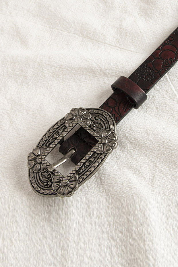 Vintage Embossed Engraved Western Style High-End Fashion Elegant Thin Belt