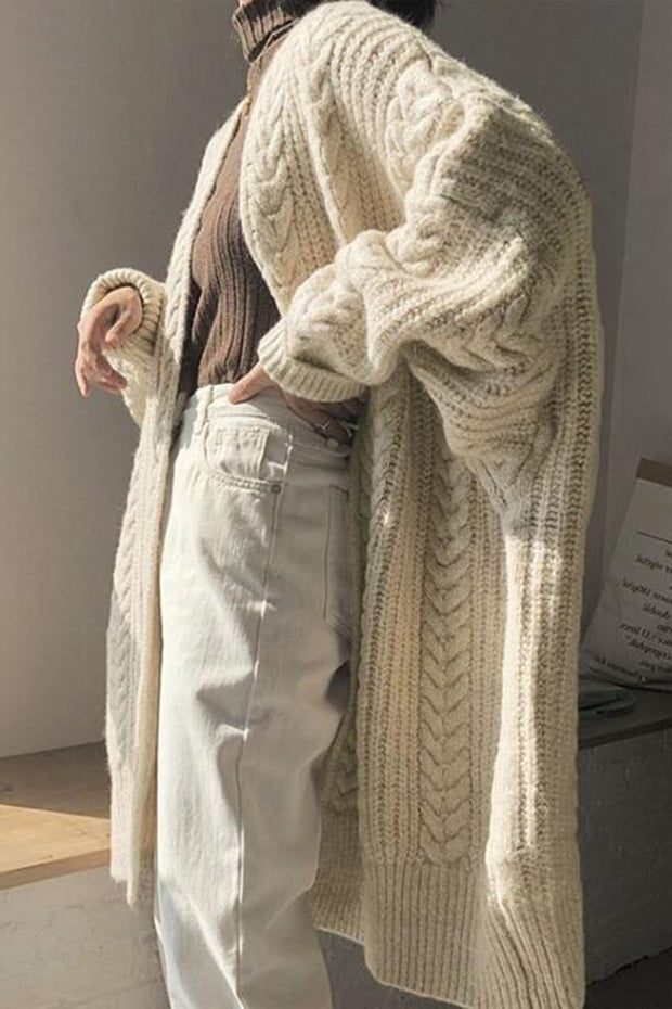Loose Twist Long Knitted Cardigan Thick Coat