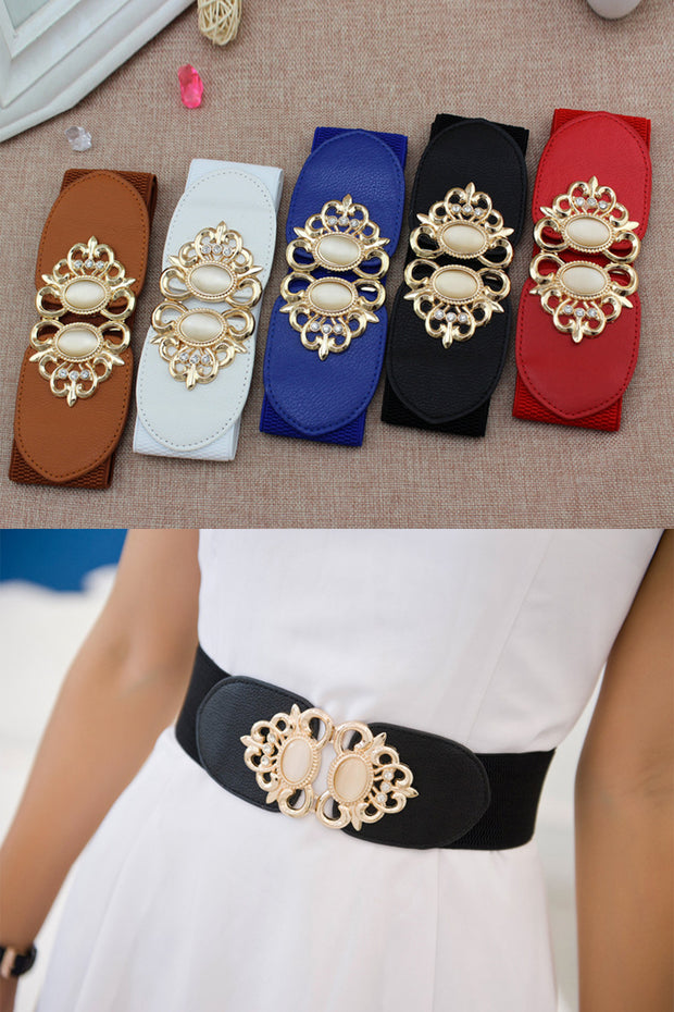 Versatile Girdle Elastic Waistband Fashion Girdle Ladies Double Opal Inlaid Skirt Belt