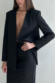 Oversized One-button V-neck Two-pocket Suit