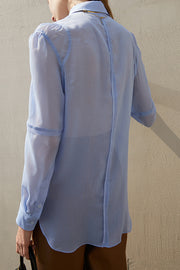 Blue Sheer Long Sleeve Shirt