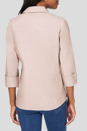 Comfortable Casual Long Sleeve Front Shoulder Shirt-Pink