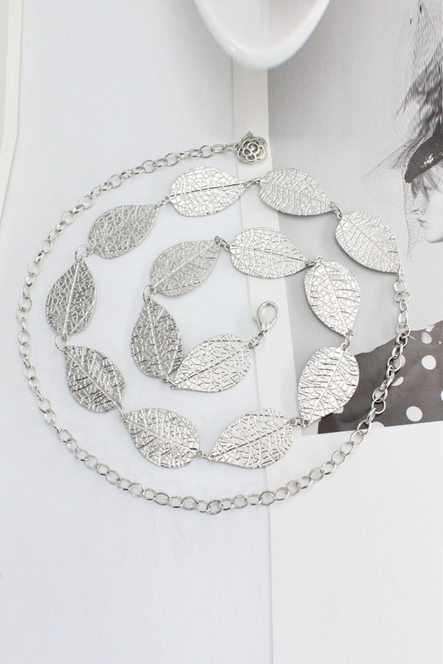 Dress Waist Chain Ladies Metal Leaf Hook Chain Simple Decorative Thin Belt