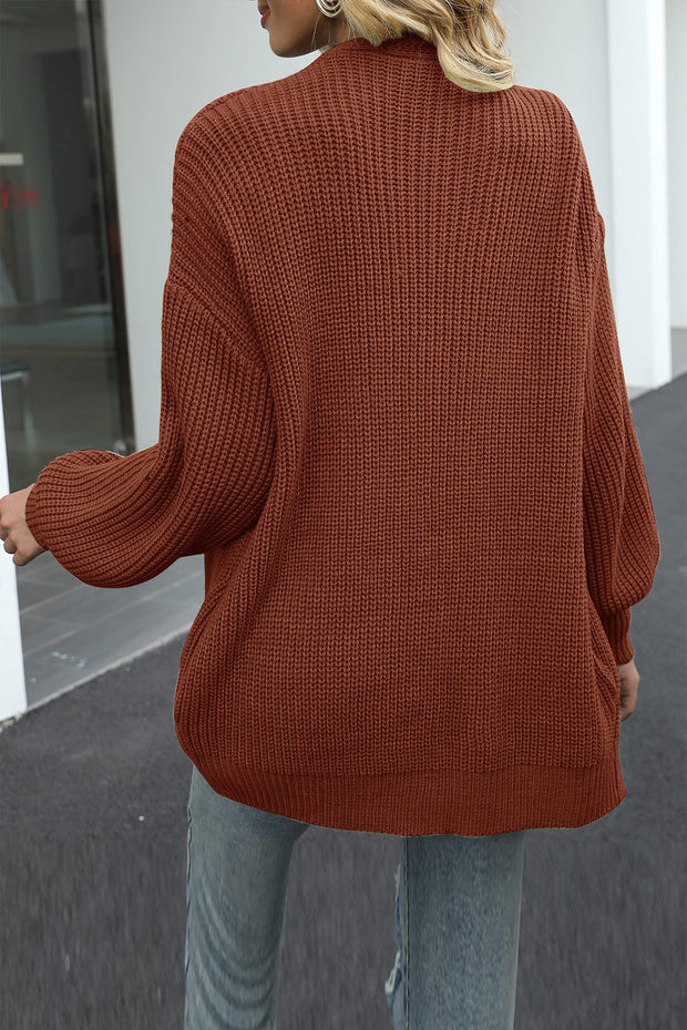Balloon Sleeve Chunky Pocket Knit Sweater