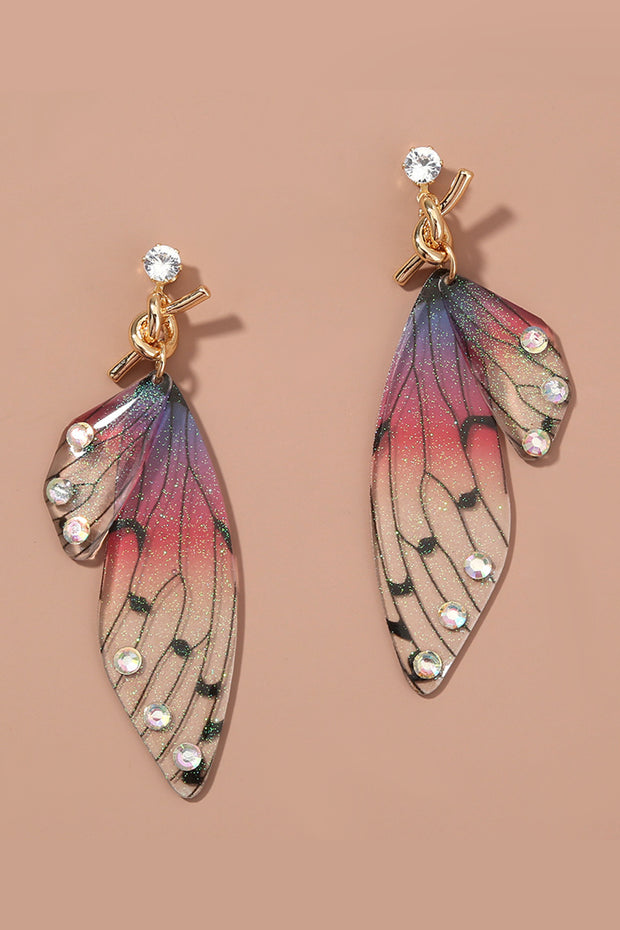Simple Retro Style Exquisite Colorful Butterfly Symmetrical Earrings