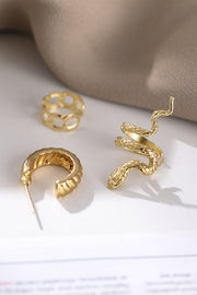 Snake Stud Ear Clip Set 3 Pieces C Shape Stud Open Earrings