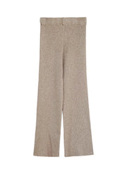 Fashion Casual High Waist Thick Knitted Wide-leg Pants-Apricot