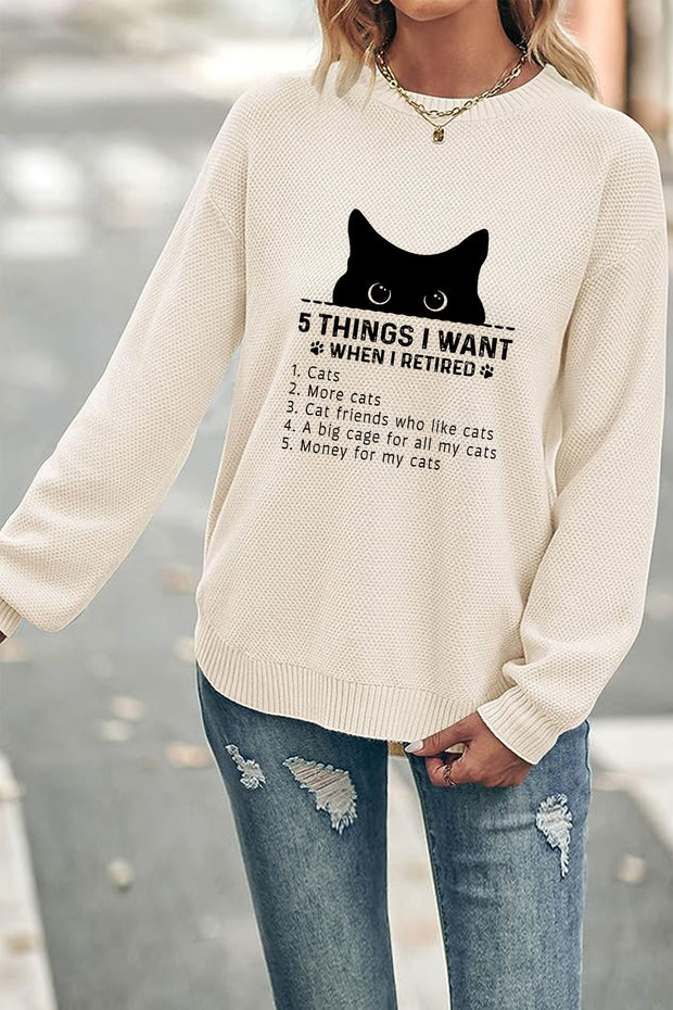 ‘5 THINGS I WANT WHEN I RETIRED’ Crew Neck Waffle Pullover Jumper Sweater