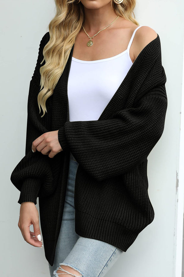 Balloon Sleeve Chunky Pocket Knit Sweater
