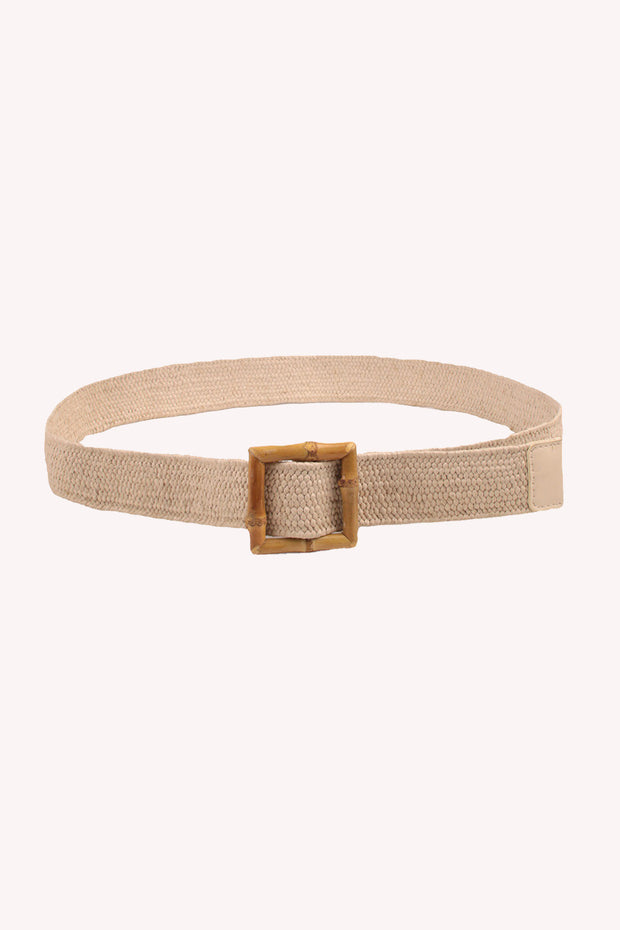 PP Raffia Elastic Woven Bamboo Buckle Belt Versatile Beautiful Casual Belt