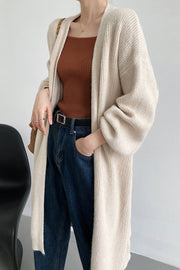 Lazy Over-the-Knee Lantern-Sleeve Knitted Sweater Coat