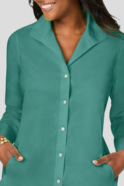 Comfortable Casual Long Sleeve Front Shoulder Shirt-Green