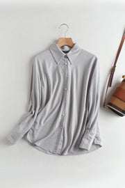 Straight Casual Comfortable Long Sleeve Shirt - Gray