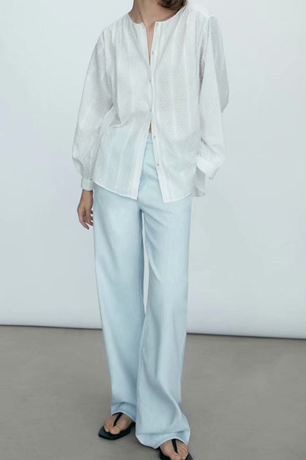 Casual Comfort Long Sleeve Tulle Cotton Shirt