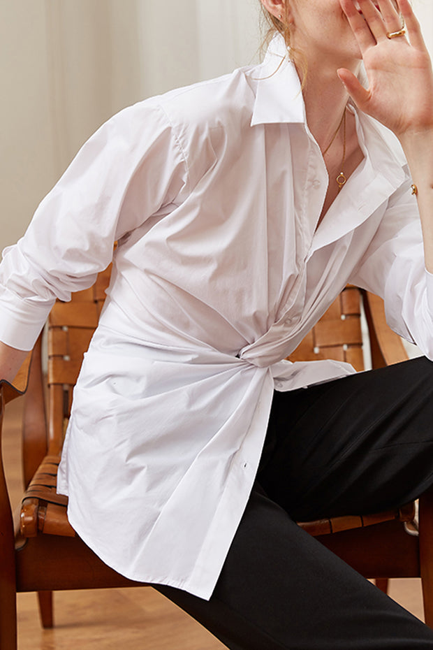 Cross Design Irregular Loose V-neck Shirt