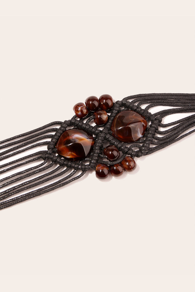 Bohemian Style Resin Bead Braided Knotted Belt Ethnic Style Women's Arc e Triomphe Waist Rope