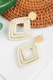 Bamboo Rattan Handwoven Wooden Earrings Bohemian Rattan Earrings