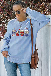 Tie Dye 4th of July America Coffee-Crew Neck Waffle Pullover Jumper Sweater