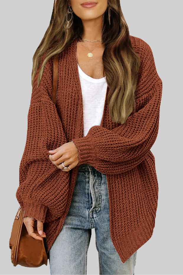 Balloon Sleeve Chunky Pocket Knit Sweater