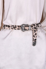 Retro Carved Suit Imitation Horsehair Leopard Fashion Versatile Western Buckle Belt Ladies Belt